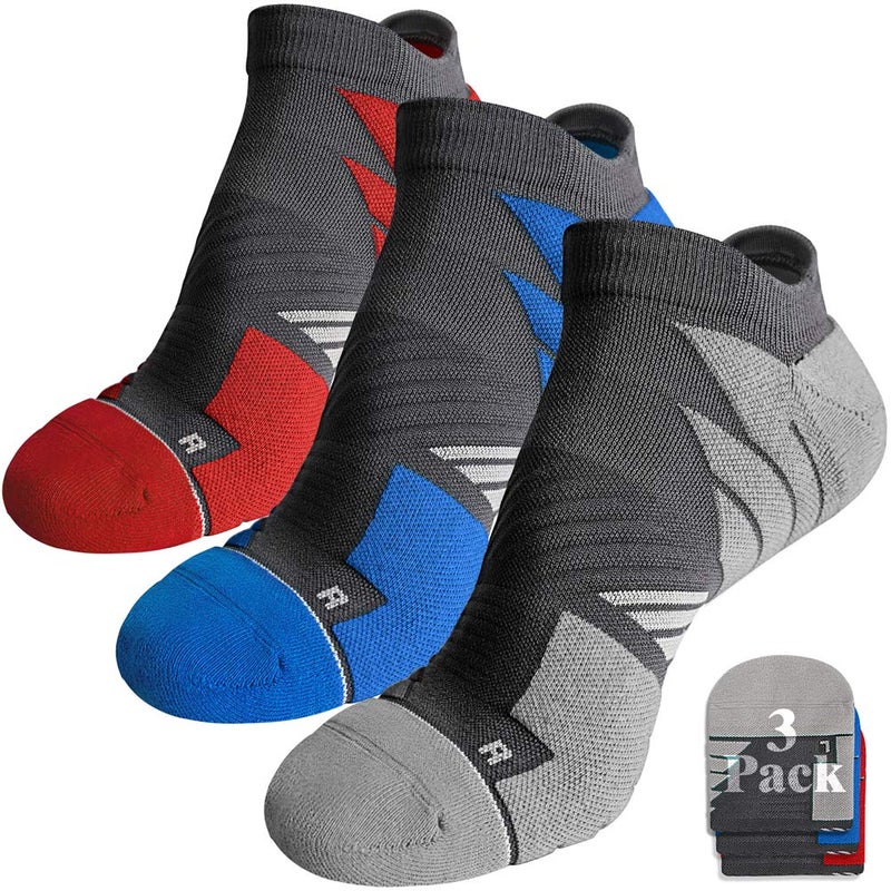 Hylaea Womens Low Cut Athletic Socks, No Blister Moisture Wicking Coolmax Socks with Cushion for Workout, Sport, Gym, Walking, Golf, Tennis, Black Grey 3 Pack Small - Image 1